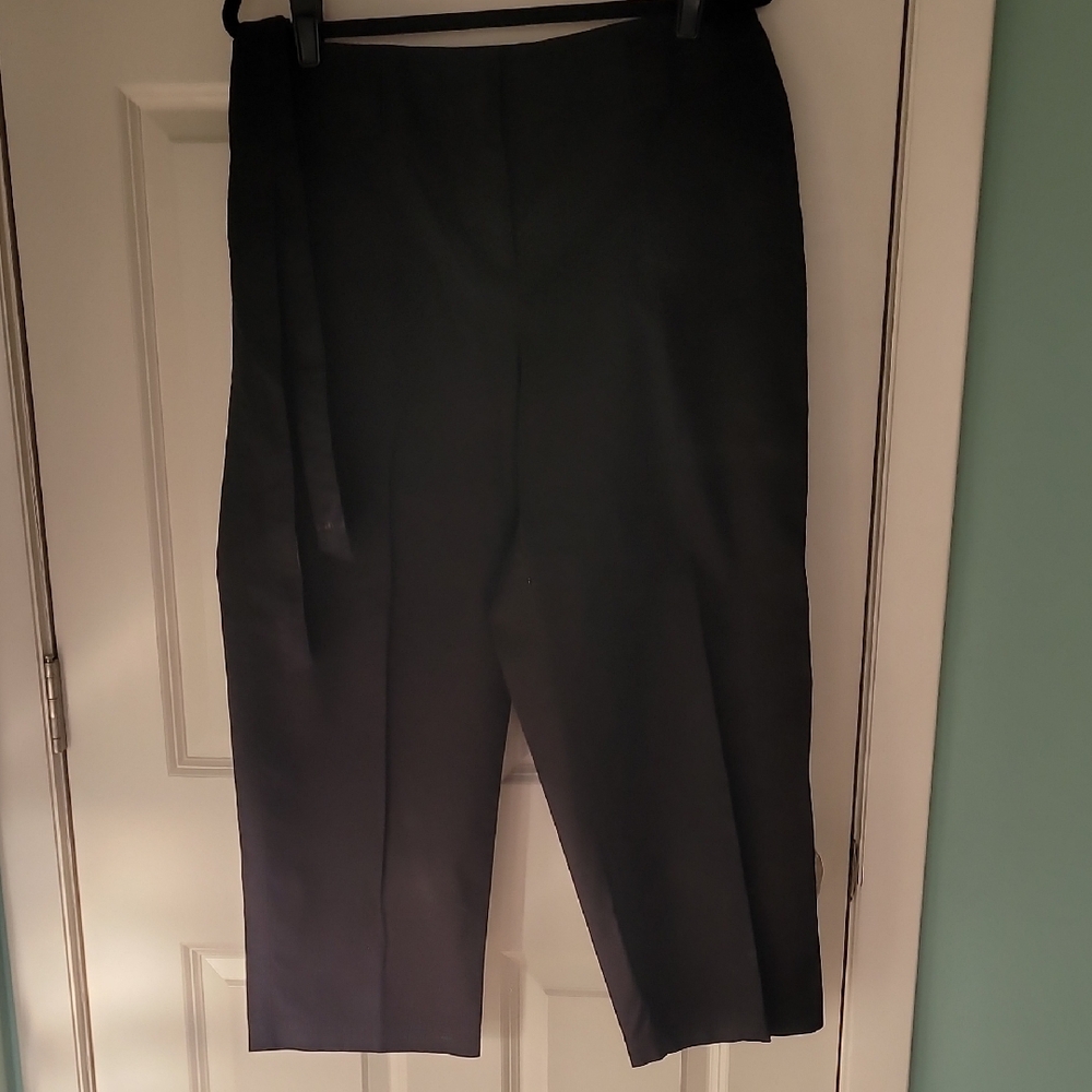 Rafaella Black Ankle Cropped Pants with Wide Waistband